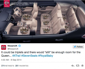Nissan UK creates relevant messages by integrating real-time events into its social media marketing