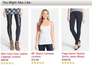 Nordstrom's recommended products for me, based off that first purchase
